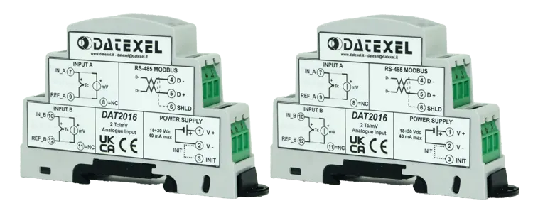 DAT2016 2 channel Thermocouple to Modbus RTU converter