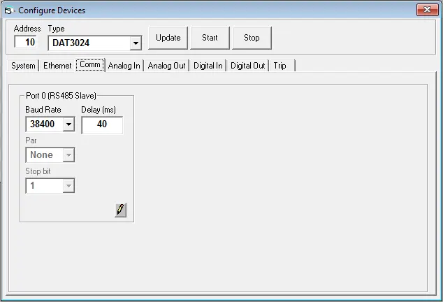 Configuring the Baud rate and Address on a DAT3024