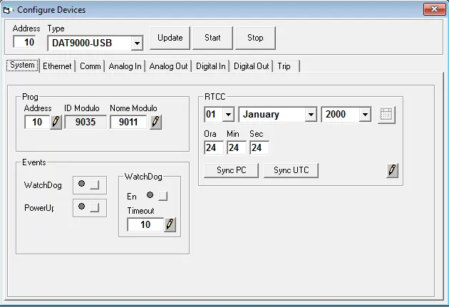 Configuring the Modbus Address on a DAT9000-USB