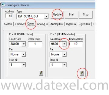 Setting up Modbus Master Buad Rate.