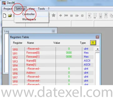 Opening the Modbus RTU Controller Settings