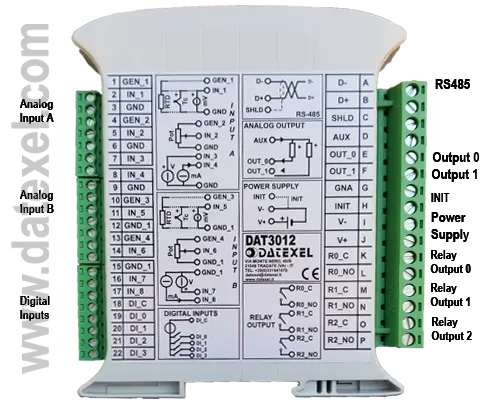 DAT3012 Modbus RTU Slave for analog and digital io