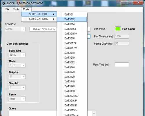 Selecting the DAT3012 Digital IO