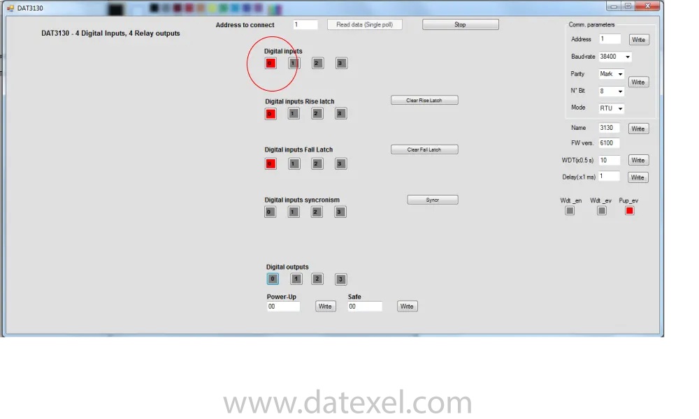 Monitoring a digital input on a Modbus Slave