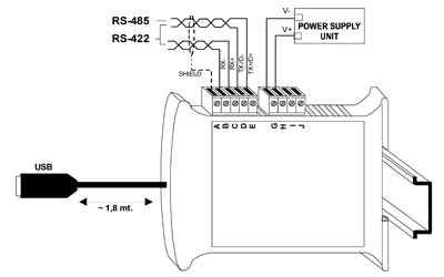 USB to Modbus RS485 wiring Diagram. 