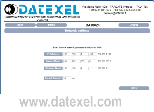 Modbus module network settings