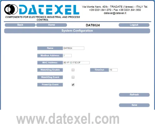 System config file for Modbus TCP module