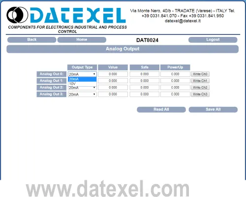 Setting up the mA output on a Modbus TCP module