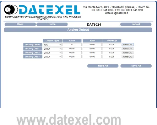 Selecting Voltage output on the DAT8024