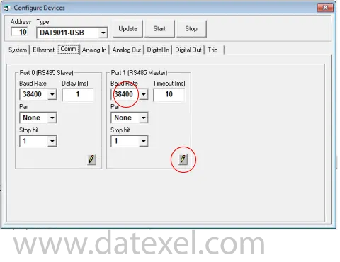 Setting up Modbus Master Datalogger Buad Rate.