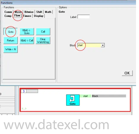 Modbus Display Goto Function Block.