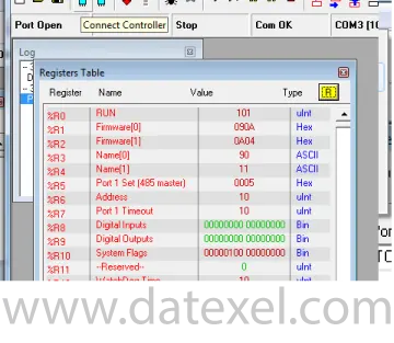 Modbus Master Register Table.