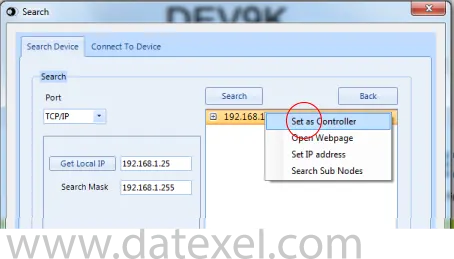 Setting the DAT9000 as the Modbus Controller.