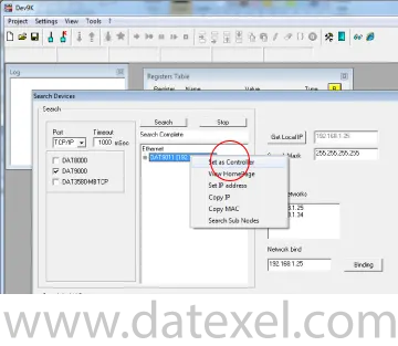 Setting the Modbus master as the Modbus Controller