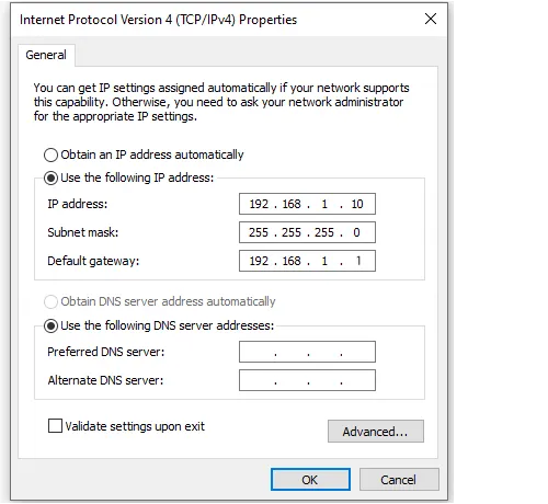 Setting up ethernet connection to a Modbus RTU Master.