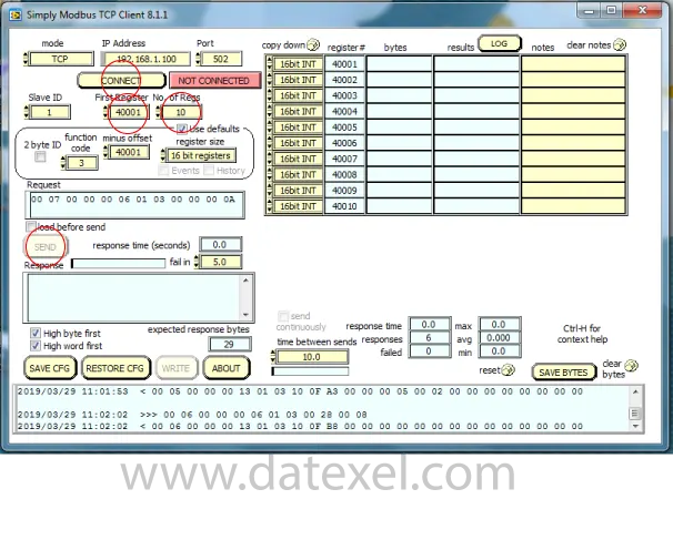 Setting up Comms port on the Simply Modbus Client Interface.